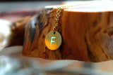 Initial Necklace Glow in the Dark, Personalised Pendant, Stainless Steel Gold
