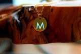 Initial Necklace Glow in the Dark, Personalised Pendant, Stainless Steel Gold