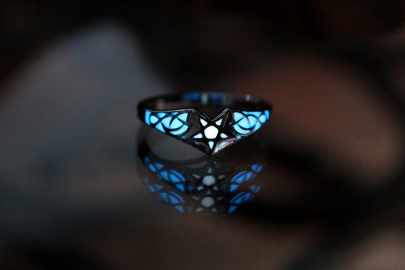 Celtic Stars Ring / Glow in the Dark / Sterling Silver Ring / Celestial /
