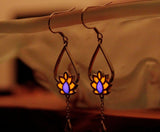 Lotus Flower Earrings / Glow in the Dark / Sterling Silver 925 /