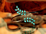 Adjustable Leaves cuff Bracelet / Glow in the Dark / Sterling Silver 925 Bracelet / Bangle Bracelet /