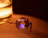 Hearts Pendant Glow in the Dark / Glass Bubble Pendant / Swarovski Crystals / Two Hearts /