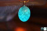 Dragon Veins Agate Pendant / Glow in the Dark /  Light Blue Agate Cabochon /