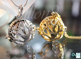 Tree of Life locket Glow in the Dark / 2 Glass Bubble Pendants / Dandelion seeds / Nuggets Glow in the Dark /