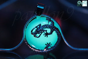 Dragon surrounding Opalite / Glow in the Dark Dragon / Silver Dragon /