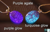 Purple Agate Dragon Veins / Glow in the Dark necklace / Purple Dragon Veins / Cabochon Oval Gemstone /