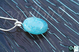 Dragon Veins Agate Pendant / Glow in the Dark /  Light Blue Agate Cabochon /