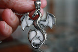 Dragon pendant / Glow in the dark/ Dragon Surrounding the Moon/ Glow Dragon necklace / Stainless Steel Dragon /