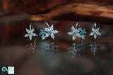 Flowers Earrings / GLOW in the DARK /  Double Earrings / Sterling Silver 925 Earrings / Crystals /