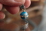 Sterling Silver Earth Pendant / Glow in the Dark Globe Pendant / Space Necklace / Planet Earth /