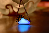 Cloud Necklace Glow in the Dark / Rose Gold Sun Necklace / White Cloud glow in the dark / Titanium Necklace /