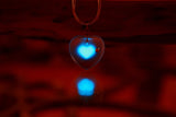 White Heart Pendant Glow in the Dark / Frosted Glass Heart / Matte White Heart / 3D Heart /