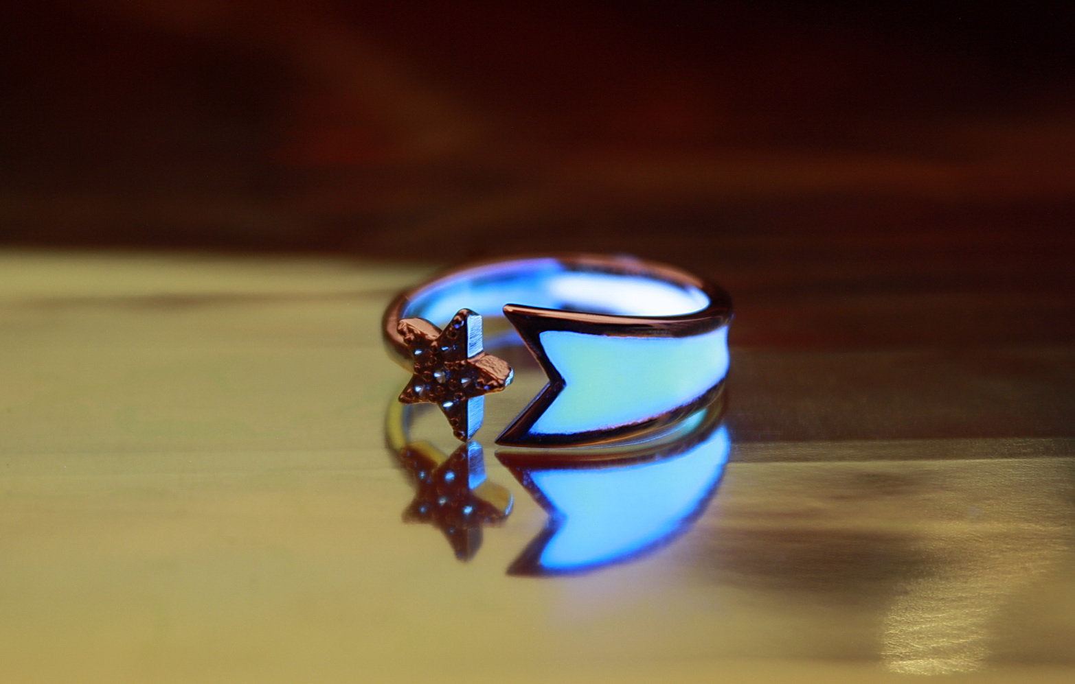 Shooting Star Ring Glow in the Dark / Sterling Silver 925 Ring 