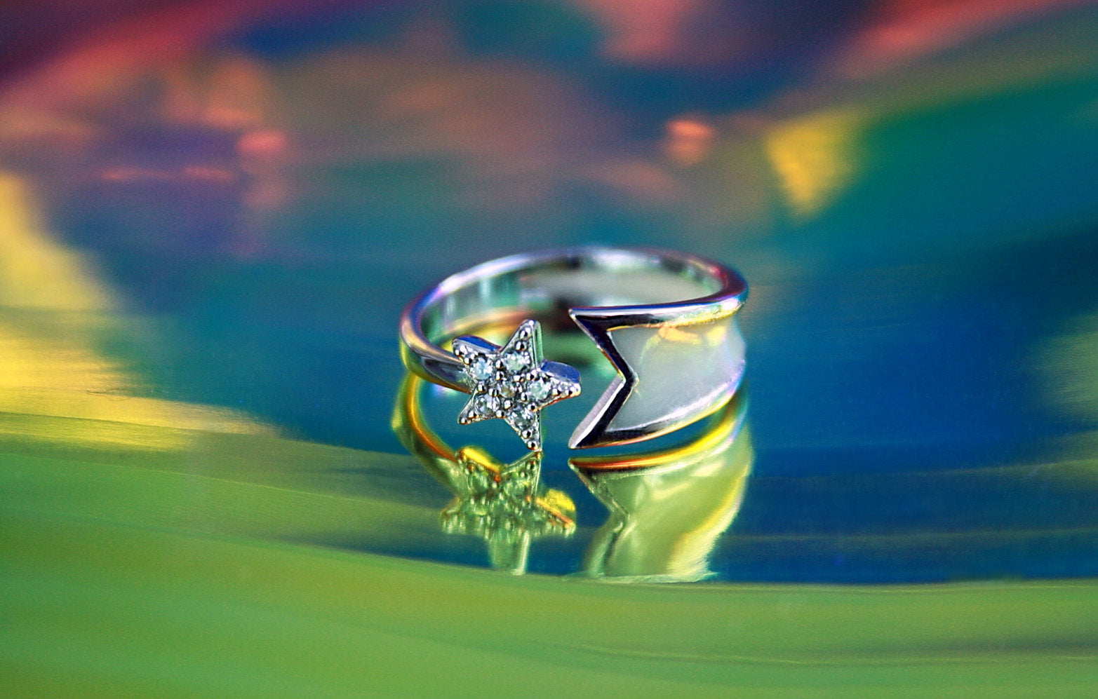 Shooting Star Ring Glow in the Dark / Sterling Silver 925 Ring 
