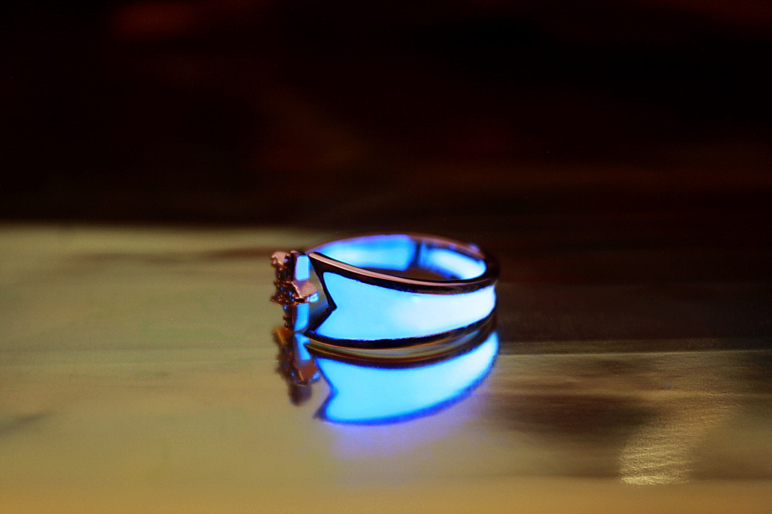 Shooting Star Ring Glow in the Dark / Sterling Silver 925 Ring 