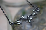 Black LEAVES Necklace / Branch necklace / GLOW in the DARK / Leaves pendant /