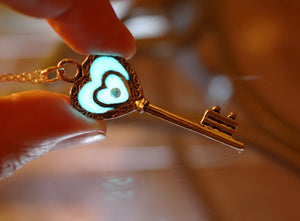 Key Necklace Glow in the dark / Key of my heart Pendant /