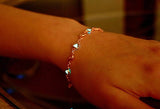 Rose Gold Hearts Bracelet / Glow in the Dark /  Stainless Steel Bracelet / Silver Bracelet /