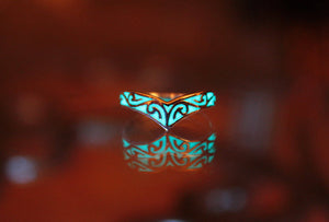 Celtic V Ring Glow in the Dark / Sterling Silver Ring /