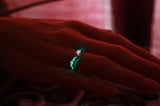Celtic V ring Glow in the Dark / Zirconia Ring / Sterling Silver Chevron Ring /
