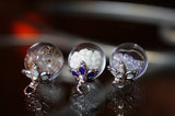 Tree of Life locket Glow in the Dark / 2 Glass Bubble Pendants / Dandelion seeds /