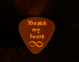 Guitar Pick Glow in the Dark / Sterling Silver 925 / Custom Pick / You Pick my Heart /